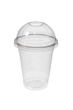 Transparenter Kunststoffbecher mit Deckel, 300 ml, Milchshake-Glas, 100 Stück - 3