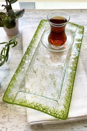 Transparentes Glastablett mit grünem Rand – 16 x 32 cm TYC00687030250 - 4