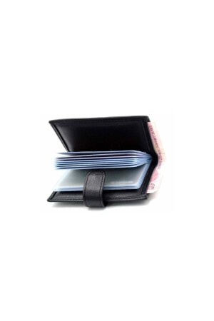Transparentes Kartenetui für Herren aus schwarzem Original-Leder mit Papiergeldfach Wp3068 WP3068 - 2