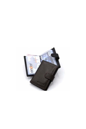 Transparentes Kartenetui für Herren aus schwarzem Original-Leder mit Papiergeldfach Wp3068 WP3068 - 3