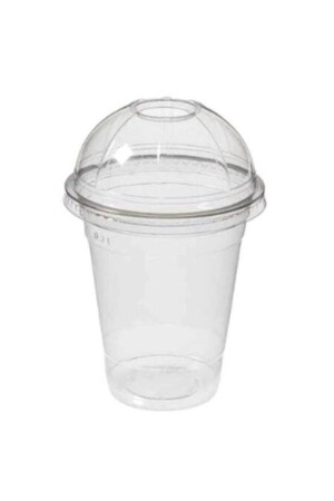 Transparentes Kunststoffglas mit Deckel, 300 ml, Milchshake-Glas, 100 Stück, 14SUS-599 - 4