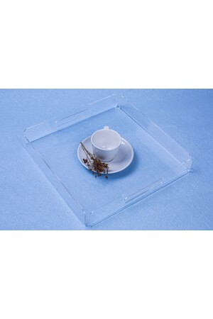 Transparentes Plexiglas-Tablett 25 x 25 cm. Service-, Kaffee-, Tee- und Präsentationstablett. TRANSPARENTES PLEXYTETABLETT - 1