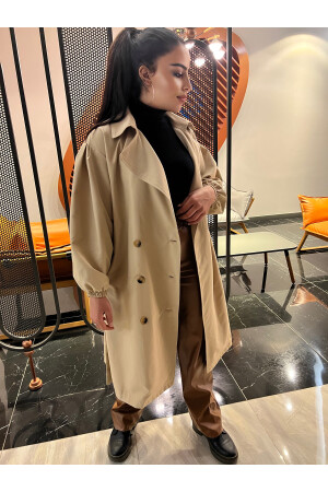 Trenchcoat mit Ballonärmeln und Gürtel h2581khaktrn001 - 1