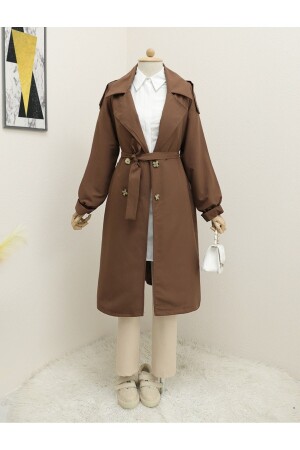 Trenchcoat mit elastischen Ärmeln, Epauletten und Spitzentaille - 3