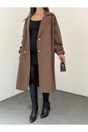 Trenchcoat mit elastischen Ärmeln, Epauletten und Spitzentaille - 4