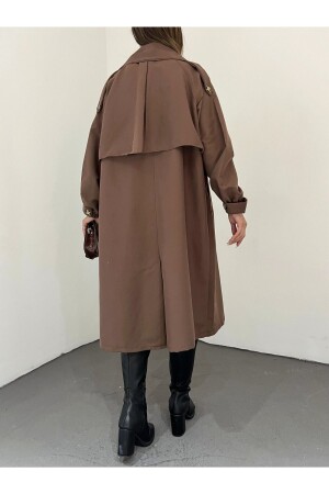 Trenchcoat mit elastischen Ärmeln, Epauletten und Spitzentaille - 6