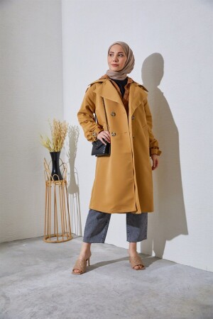 Trenchcoat mit Gürtel und Ärmeln, Kamel - 3