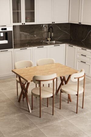 Trend 4 Kişilik Mutfak Masa Takımı Atlantik Çam-Krem-Kahve - Evdemo