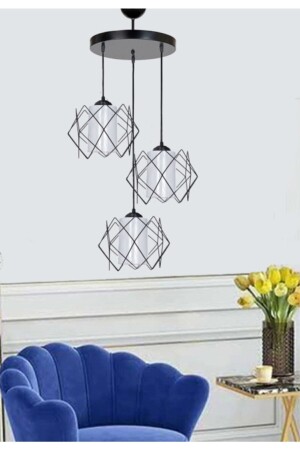 Trend Koza Black Glass 3 Wohnzimmer-Kronleuchter mit Tablett 3ltpsiprmtbyzcm - 3