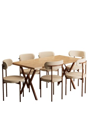 Trend Küchentisch-Set für 6 Personen Atlantic Pine-Creme-Braun - 5