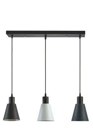 Trend Moderne dekorative Café-Küche Wohnzimmer Anthrazit Weiß Schwarz Farbe 3-teilige Reihe Pendelleuchte Kronleuchter TRENDSBLACK3LE - 1