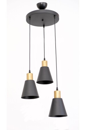 Trend Moderne Pendelleuchte Metall Schwarz Farbe Café – Esstischplatte – Wohnzimmer 3-teiliger Kronleuchter LA155523000017 - 3