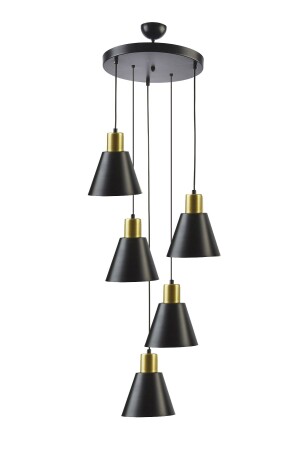 Trend modernes Design, schwarze Metall-Pendelleuchte, Café – Esstisch oben – Wohnzimmer, 5-teiliger Kronleuchter LA155523000016 - 3