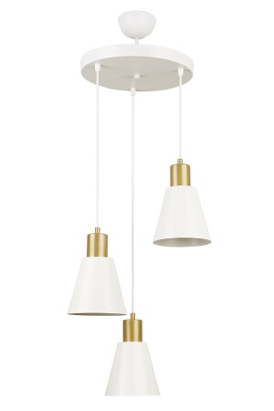 Trend Special Design Modernes Café Küche Wohnzimmer Weiße Farbe Gold Detail Pendelleuchte 3-Plus Kronleuchter TRENDSBLACK3-Plus - 4