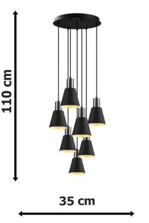 Trend Special Design Sports Moderne Metallkopf-Pendelleuchte Schwarz Cafe – Küche 7-teiliger Kronleuchter btrend - 3