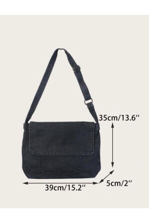 Trendige schwarze Messenger-Tasche mit Innenreißverschluss - 4