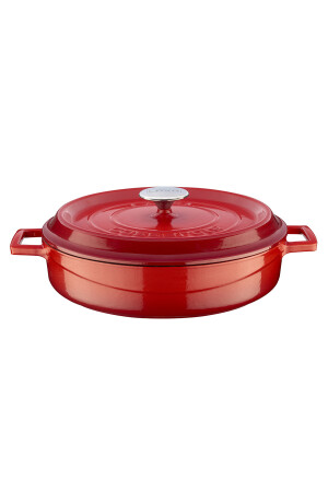 Trendiger Mehrzweck-Flachtopf aus Gusseisen, rund, rot, Ø 28 cm, TYC00311813963 - 3