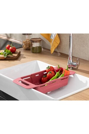 Trendy Plastik Ayarlanabilir Lavabo Süzgeci Süzgeç 48x19x8 Cm Kırmızı TYC00803560975 - 1