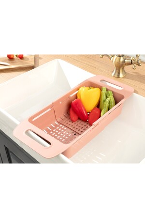 Trendy Plastik Ayarlanabilir Lavabo Süzgeci Süzgeç 48x19x8 cm Koyu Pembe TYC00213972873 - 3