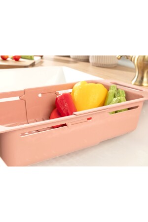 Trendy Plastik Ayarlanabilir Lavabo Süzgeci Süzgeç 48x19x8 cm Koyu Pembe TYC00213972873 - 4