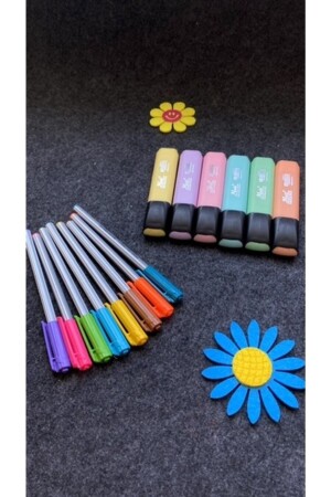 Triball Kugelschreiber 8 Farben + Masis Pastellfarben-Textmarker-Markierungsstift, 6er-Set TRİBALL+MASİS - 4