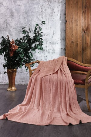 Triko Battaniye 220x240 Cm Büyük Boy Pudra - Minelya Home Collection