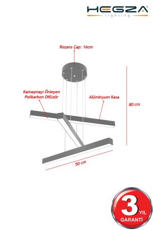 Trillizo ( Gri Kasa, Gün Işığı ) Ledli Modern Sarkıt Led Avize, Salon, Mutfak, Oturma Odası Trillizo-Gri - 5