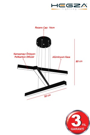 Trillizo (schwarzes Gehäuse, gelbes Licht) LED moderne Pendelleuchte, LED-Kronleuchter, Wohnzimmer, Küche, Wohnzimmer Trillizo-Schwarz - 5