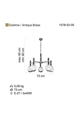 Trıno 5 Lı Antik Lak Avize 5xe27 1017 - 8