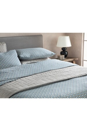 Trio Tile bügelleichtes Doppelbett-Bettbezug-Set, 200 x 220 cm, Marineblau TYC92FW0IN168556534108834 - 4