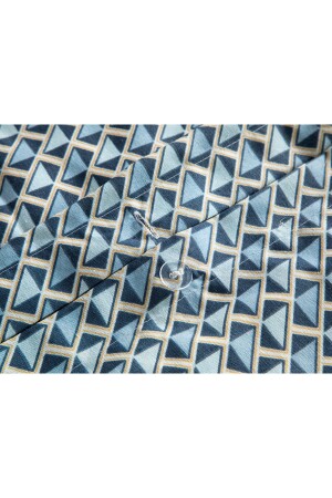 Trio Tile Kolay Ütülenir Çift Kişilik Nevresim Seti 200x220 Cm Lacivert TYC92FW0IN168556534108834 - 4