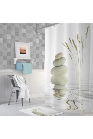 Tropical Stone And Reed Bathroom Shower Curtain Single Wing 1x180x200 BAPTHSTONEREED - 3