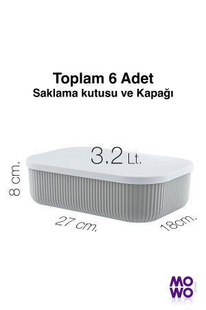 Trove 6 Adet 3.2 Lt (gri) Mutfak Saklama Kabı MOWO-01-332-6M - 6