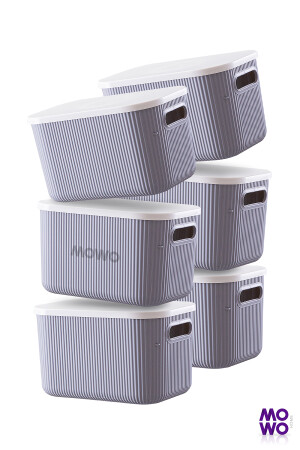 Trove 6 Stück 6. 2 Lt (grau) Organizer-Box mit Deckel, dekorative Aufbewahrungsbox MOWO-01-331-6 - 3