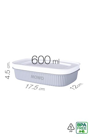Trove Mini (gri) Kapaklı Kahvaltı Buzdolabı Kabı 600ml MOWO-01-255-6 - 3
