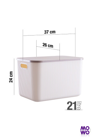 Trove Weiße Mehrzweck-Organizer-Box mit Deckel, 21 l, dekorative Aufbewahrungsbox MOWO-01-343-3 - 3