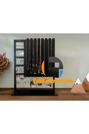 TSD-Dekorationsständer aus schwarzem Holz für Schmuck/Halsketten/Ohrringe - Tsddekorasyon
