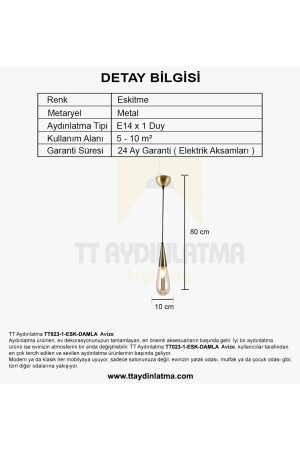 Tt023-1-esk Damla Modeli Eskitme Tekli Avize TT023-1-ESK-DAMLA - 8