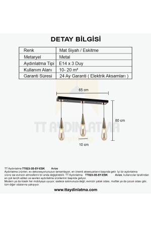 Tt023-3s-sy-esk Eskitme 3'lü Damla Modeli Sıralı Avize TT023-3S-SY-ESK - 5