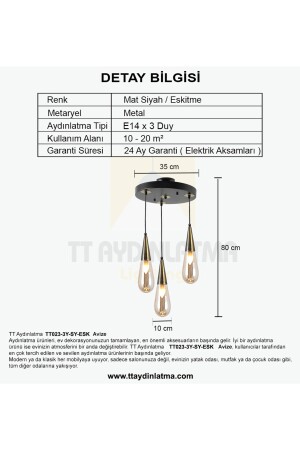 Tt023-3y-sy-esk Eskitme 3 Lü Damla Modeli Yuvarlak Avize TT023-3Y-SY-ESK - 4