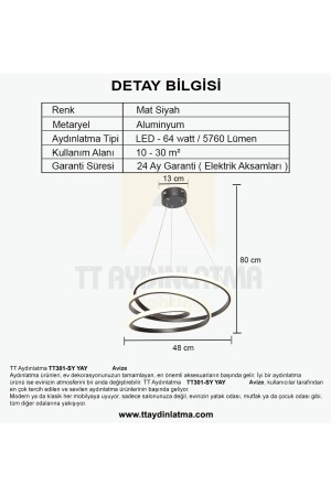 Tt301-sy Yay Modeli Siyah ( Gün Işığı ) Led Avize TT301-SY-GNR YAY - 5