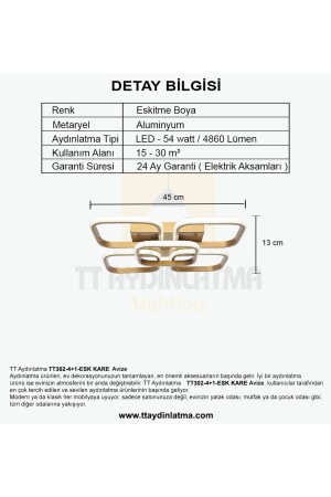 Tt302-4-1-esk Kare Eskitme Boyalı 5 Li ( Gün Işığı ) Led Avize TT302-4-1-ESK-GNR - 8