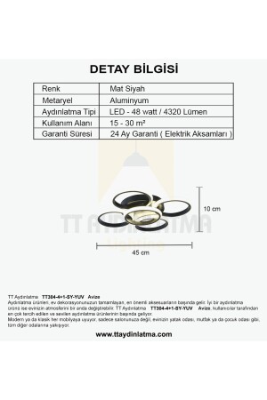 Tt304-4-1-sy Yuvarlak Mat Siyah 5 Li ( Sarı Işık ) Led Avize TT304-4-1-SY-SRR - 6