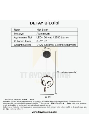 Tt317-sy Stilla Modeli Mat Siyah ( 3 Renk Işık Modüllü ) Led Avize TT317-SY-3RN STİLLA - 5