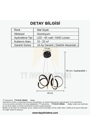 Tt318-sy Hekza Modeli Mat Siyah ( Gün Işığı ) Led Avize TT318-SY-GNR HEKZA - 5