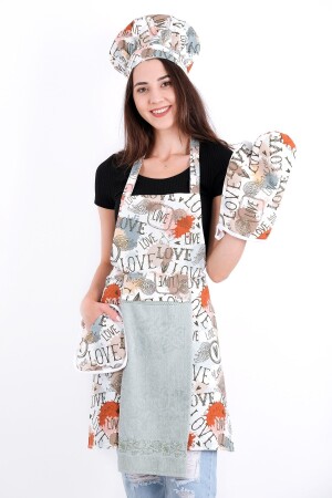 Tulipa Havlulu Mutfak Önlüğü (FIRIN ELDİVENİ TUTACAK VE AYARLANABİLİR ŞAPKA) TULIPA5SET - sevilya