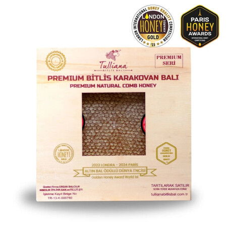 Tulliana Premium Polifloral (Çok Çiçekli) Organik Bitlis Karakovan Balı 1200-1300g (Altın Bal Ödüllü) - shifaah
