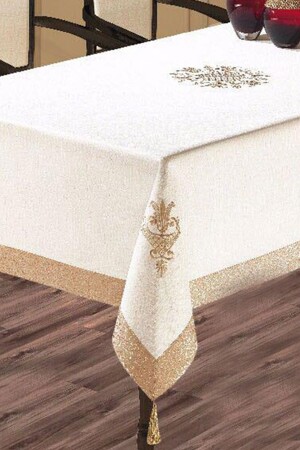 Tulpenbestickte Tischdecke Creme Cappucino 161378 - 4