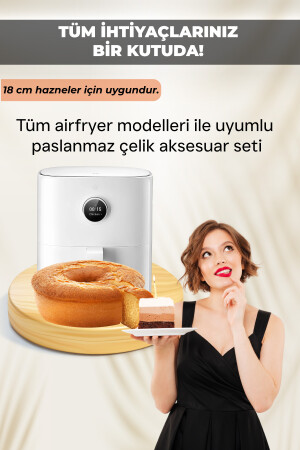 Airfryer Aksesuar Seti Tüm Airfryer Modelleri Ile Uyumlu Xiaomi 3.5 Lt Philips 4.1 Paslanmaz Çelik SMRT-120 - 4