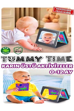 Tummy Time Aynalı Ilk Zeka Kartları & Güvenli Bebek Aynası - Eğitici Kartlar - 2